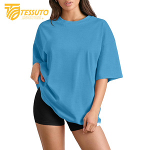 Camiseta básica de gran tamaño con logotipo de impresión personalizado de peso pesado Camiseta de algodón 100% de moda de talla grande de alta calidad para mujer - Product Image 2
