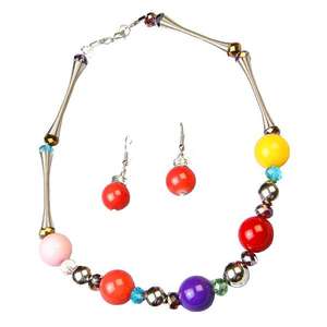 Beadside Multicolor Rhodium Plated Statement <b>Necklace</b> Set <b>Fashion</b> <b>Beaded</b> <b>Necklaces</b> 1102516 - Product Image 1