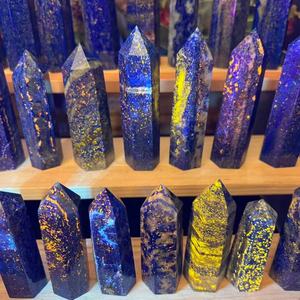 Pointe de cristal de <span class=keywords><strong>lapis</strong></span>-<span class=keywords><strong>lazuli</strong></span> naturel, prisme hexagonal, obélisque, tour pour la guérison Reiki, baguette en pierre bleue de haute qualité, décoration intérieure - Product Image 2