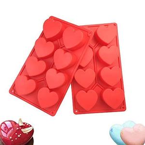 Stampi in <span class=keywords><strong>Silicone</strong></span> a Forma di <span class=keywords><strong>Cuore</strong></span> COKWO, Set da 2, 8 Cavità, per Torte, Pasticceria, Gelatine, Budini, Sapone Artigianale, Cioccolato, Muffin, Senza Ftalati - Product Image 1