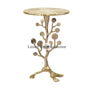 Tables basses de concepteur d'arbre enduit de poudre noire avec le dessus rond en verre - Product Image 5