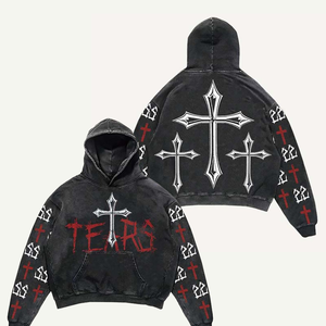 เสื้อฮู้ดดี้ผ้าคอตตอน 100% คุณภาพสูง 350gsm แบบสั่งทำพิเศษ ทรงโอเวอร์ไซส์ ไหล่ตก ไม่มีเชือก ซักแล้วทำให้ดูเก่า - Product Image 1