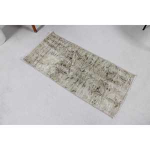 Alfombra Vintage, Alfombra Pequeña de 1.7x3.8 pies, Alfombra Persa Gris - Product Image 1