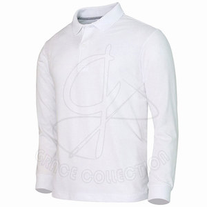Botón cuello verano camisas sueltas personalizadas 100% algodón Pekín sólido manga completa para camisetas de Polo - Product Image 5