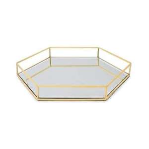 Plateau décoratif en verre avec bordure en laiton, organisateur de vanité pour le maquillage, le parfum, la décoration de la maison - Product Image 6