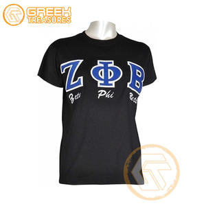 Camiseta de Algodón de Alta Calidad Personalizada al por Mayor de Zeta Phi Beta, Ropa de Hermandad para Mujer, Bordado Estampado para Todas las Temporadas - Product Image 1
