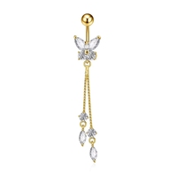 Pendentif Cœur en Acier Inoxydable, Anneau de Nombril en Zircon Cubique, Bijoux de Piercing pour Femme, Fournisseur OEM Personnalisé en Gros