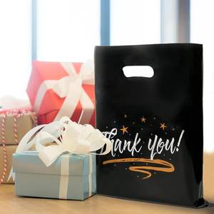 HDPE/ LDPE Glossy Die Cut Shopping <b>Bags</b> Plastic Merchandise Carrier <b>Bags</b> PE Side Gusset <b>Bag</b> Gravure Printing - Product Image 1