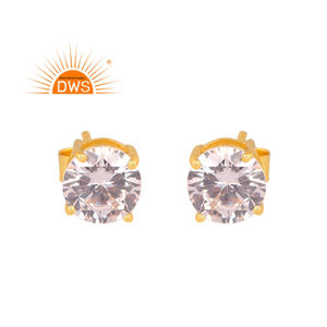Mejor Calidad Plata Esterlina 18K Chapado en Oro Natural Cz Piedra Preciosa Stud Pendiente Demi Joyería Fina Fabricante - Product Image 1