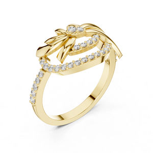 Anillo de Compromiso y Boda de Lujo para Mujer, con Diamante Cultivado en Laboratorio, Redondo, en Oro Amarillo de 14K |   Diamante Cultivado Nuevo con Certificado IGI para Regalo - Product Image 5