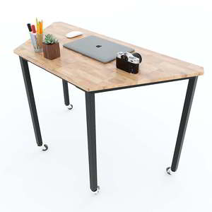 Ensemble de 2 tables trapézoïdales style LEGO en bois de caoutchouc avec pieds en fer, assemblage requis, mobilier scolaire - HBLG003 - Product Image 3
