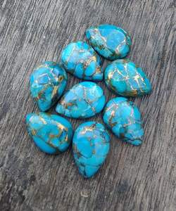 AAA + alta calidad tamaño personalizado 10X14 pera cabujón Natural azul cobre turquesa piedra preciosa suelta para la fabricación de joyas - Product Image 4