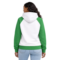 Sudadera con Capucha de Forro Polar con Mangas Raglán, Personalizada con Estampado Blanco 08, para Mujer, Estilo Sororidad Griega, Rosa y Verde, para Hermanas Universitarias, Elegante, para Invierno