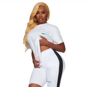 2024 New Arrival <b>Women's</b> T-Shirt and Workout <b>Shorts</b> Set Fashionable Solid Pattern for Running Training Everyday Activities - Product Image 1