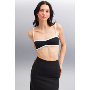 ETHIQUET ROSALINDA Bustier de tela elástica acanalada con ribetes en contraste para mujer - Product Image 1