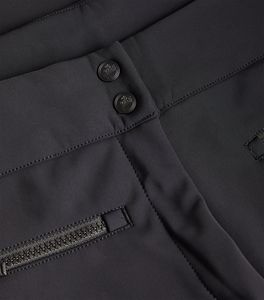 Pantalon large pour femme en laine, coupe régulière, taille mi-haute, couleur noire, avec poche zippée, marque personnalisée - Product Image 3