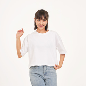 2024 ODM เสื้อครอป XS สำหรับผู้หญิง, เสื้อ100% สั้นคอกลมคอกลมลำลองระบายอากาศได้ดีผ้าคอตตอน - Product Image 2