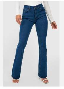 <b>Women's</b> Flare Style <b>Jeans</b> Pants Loose Straight Ripped Medium Washed Denim <b>Jeans</b> Pants <b>For</b> <b>Women</b> - Product Image 2