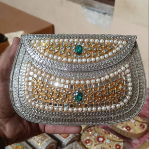 Bolso de Mano Mosaico Kundan para Mujer, Bolso de Lujo Étnico para Bodas, Fiestas y Eventos, el Mejor Bolso de Noche - Product Image 3