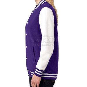 Veste universitaire personnalisée pour femmes avec boutons pression et sensation de douceur Veste universitaire personnalisée avec poignets tricotés - Product Image 3