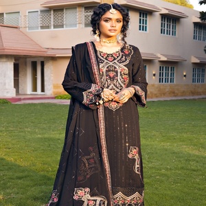 MI Création de luxe en mousseline de soie femmes vêtements de fête formels Original marque pakistanaise Salwar Kameez Volume Nigar Style - Product Image 2