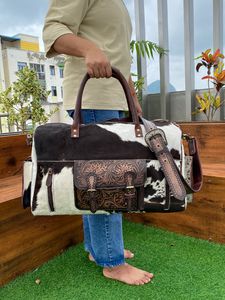 กระเป๋าดัฟเฟลใบใหญ่หนังวัวแท้, กระเป๋าหนังแท้สำหรับใส่สัมภาระข้ามคืนกระเป๋าเดินทางใช้ได้ทั้งชายและหญิง - Product Image 2