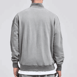 Sweat à capuche zippé à quart de tour pour homme, coupe classique, 100% Coton 220 GSM, en molleton thermique écologique, épaules tombantes, teint uni, personnalisable OEM - Product Image 2