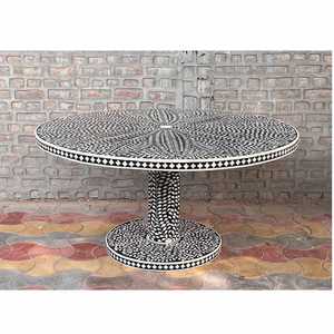 FAIZACRAFT Table d'appoint en incrustation d'os Tiroir et armoire Table de chevet pour chambre ou appartement - Product Image 2