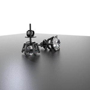 Avarta 92.5 Sterling <b>Silver</b> 2 Carat Solitaire <b>Stud</b> Earrings Fine Jewellery with Black Polish - Product Image 4