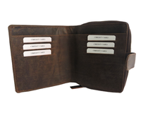 Cartera de Cuero Genuino Hecha a Mano para Mujer, Estilo Vintage, Diseño Trifold, Cierre de Cremallera, Bloqueo RFID, Forro de Satén Duradero, Personalizada