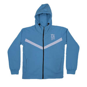 Bleu et blanc hommes Tech polaire survêtement deux pièces ensemble avec broderie et strass Logo Gym Fitness formation pantalons de survêtement costume - Product Image 3