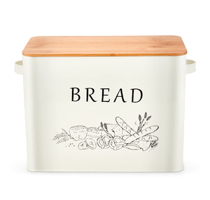 Boîte à pain en terre cuite avec couvercle en bois et dessin de « Pain », disponible à prix de gros - Product Image 3