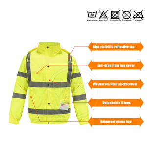 Chaqueta de seguridad con capucha impermeable reflectante para hombres Ropa de trabajo de invierno Terminada - Product Image 6