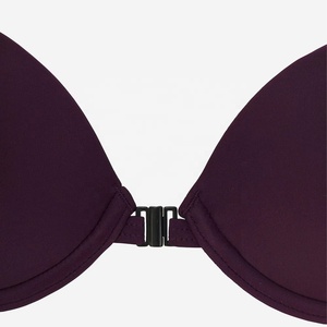 Conjunto de bikini push-up morado liso para mujer, con sujetador triangular sin espalda y braguita brasileña de cintura alta, traje de baño de 2 piezas de spandex y poliéster - Product Image 6
