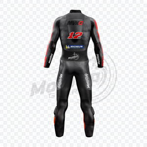 Maverick Vinales invierno Eprilia Racing cuero gris 1 pieza mono pista/montar cuero de vaca/canguro MotoCP engranajes Traje para ciclistas CE - Product Image 2