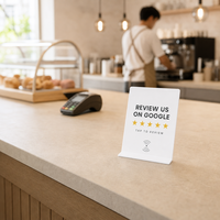 Support de table en acrylique personnalisable NFC pour avis Google – Tappez pour évaluer – Idéal pour comptoir de café et réception de restaurant