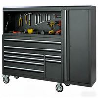 Coffre à outils personnalisable de 56 pouces |   8 tiroirs + 2 armoires latérales + armoire supérieure, conception modulaire pour garage
