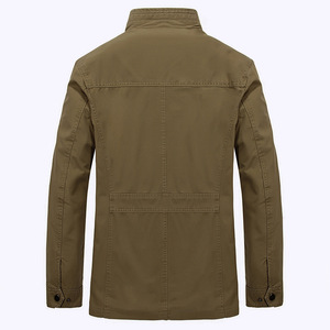 Men's High Street Style Canvas Jacket Loose Fit Stand Collar Hoodie with Long Sleeved Zipper <b>Cotton</b> Coat Short Coat Front Logo - Product Image 6