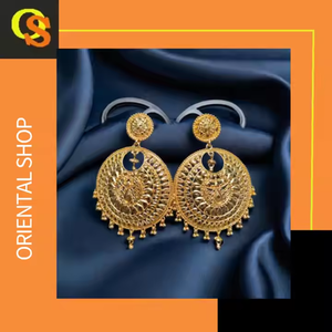 ชุดต่างหูชุบทอง22CT สำหรับผู้หญิงชุดตุ้มหูสไตล์ Jhumka ดีไซน์แฟนซี - Product Image 3