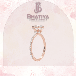 Bague de fiançailles personnalisée à double halo avec bijoux en or fin cultivés en laboratoire pour les mariées diamant de laboratoire certifié en or 14K original - Product Image 4