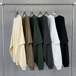 Sweats à capuche unis hommes 100% coton T-shirt unisexe col rond à manches longues sweat - Product Image 3