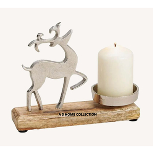 Portavelas de Navidad decoración de plata ciervo de pie decorativo precio barato metal T luz portavelas para el hogar - Product Image 1