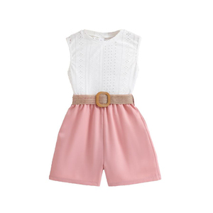 ชุดเด็กแฟชั่นเด็กผู้หญิงอายุ6-12ปี, เซ็ตกางเกงขาสั้นแขนกุดสำหรับฤดูใบไม้ผลิฤดูร้อน - Product Image 1