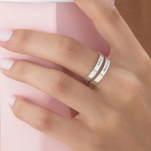 Anillo abierto grabado de 3 nombres personalizado, banda envolvente personalizada de plata 925, oro, plata, oro rosa, regalo de Amistad familiar, anillos de moda - Product Image 2