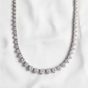 7.00CT Round Cut Moissanite Diamond Women's <b>Tennis</b> <b>Necklace</b> 925 <b>Silver</b> Engagement - Product Image 1