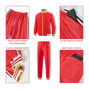 Ensemble de survêtement pour homme athlétique en tissu polyester avec fermeture éclair intégrale, tenue décontractée pour l'entraînement et le jogging - Product Image 4