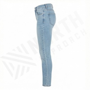 Jeans évasés à taille haute pour femmes, design perforé délavé, mode polyvalente de rue, pantalon en denim à jambe large et mince, plat - Product Image 3