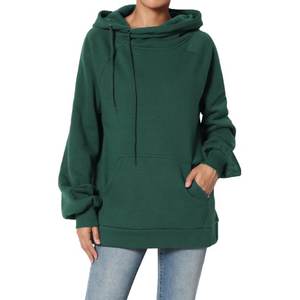 Sweat à capuche oversize à manches bouffantes longues en velours 100% coton pour femmes, personnalisable, épaules tombantes, sweat à capuche uni - Product Image 5