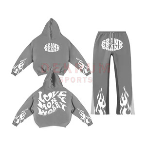 Nouveau survêtement en coton pour homme, coupe ajustée, vente chaude, design uni personnalisé avec impression en relief pour l'hiver, options de style personnalisées - Product Image 2