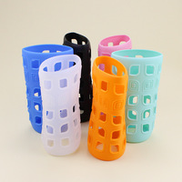 Bouteille d'eau en verre avec manchon en silicone creux résistant à la chaleur, antidérapante, anti-chute, certifiée CE, écologique et réutilisable
